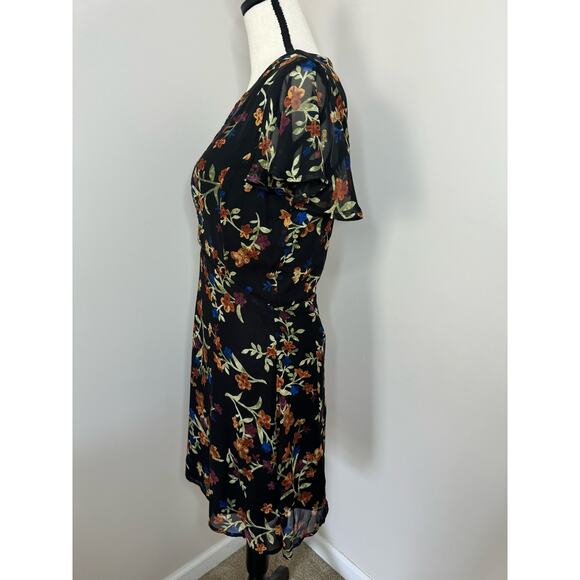 NWT GB Dress Women's Medium Flare Above Knee A-Line Zip Up Black Short Sleeve - Picture 6 of 8